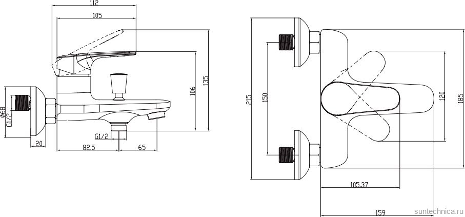 Смеситель для ванны с душем Villeroy & Boch O.novo Start TVT10550111061