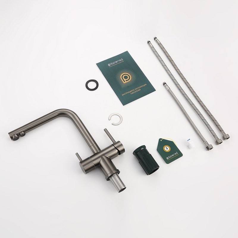 Смеситель для кухни с подключением фильтра Splenka S70.61.09, графит