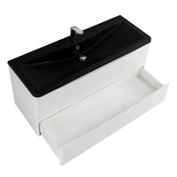 Мебель для ванной комнаты BelBagno Acqua 120 подвесная, bianco lucido, черная матовая раковина