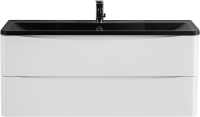 Мебель для ванной комнаты BelBagno Acqua 120 подвесная, bianco lucido, черная матовая раковина