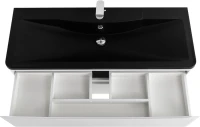 Мебель для ванной комнаты BelBagno Acqua 120 подвесная, bianco lucido, черная матовая раковина