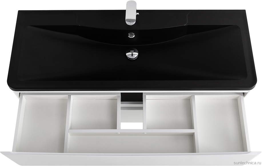 Мебель для ванной комнаты BelBagno Acqua 120 подвесная, bianco lucido, черная матовая раковина