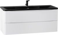Мебель для ванной комнаты BelBagno Acqua 120 подвесная, bianco lucido, черная матовая раковина
