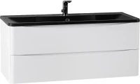 Мебель для ванной комнаты BelBagno Acqua 120 подвесная, bianco lucido, черная матовая раковина
