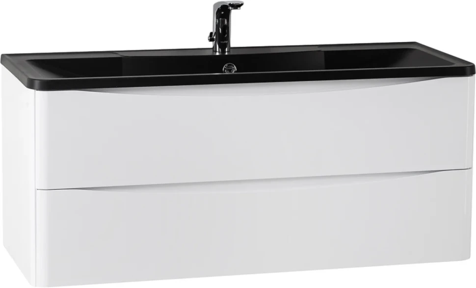 Мебель для ванной комнаты BelBagno Acqua 120 подвесная, bianco lucido, черная матовая раковина