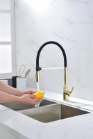 Смеситель для кухни Paulmark Halt Ha214021-G золото, с гибким изливом