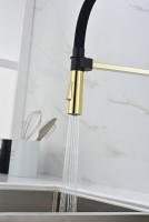Смеситель для кухни Paulmark Halt Ha214021-G золото, с гибким изливом