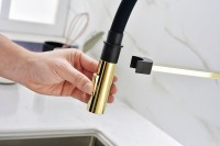 Смеситель для кухни Paulmark Halt Ha214021-G золото, с гибким изливом