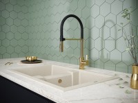 Смеситель для кухни Paulmark Halt Ha214021-G золото, с гибким изливом