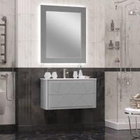 Зеркало Opadiris Луиджи 90 с подсветкой и функцией антизапотевания, серое матовое