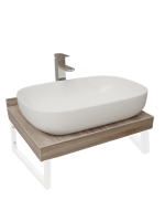 Столешница с раковиной Teymi Helmi 70 дуб кашмир, раковина Solli 61,  с белыми кронштейнами