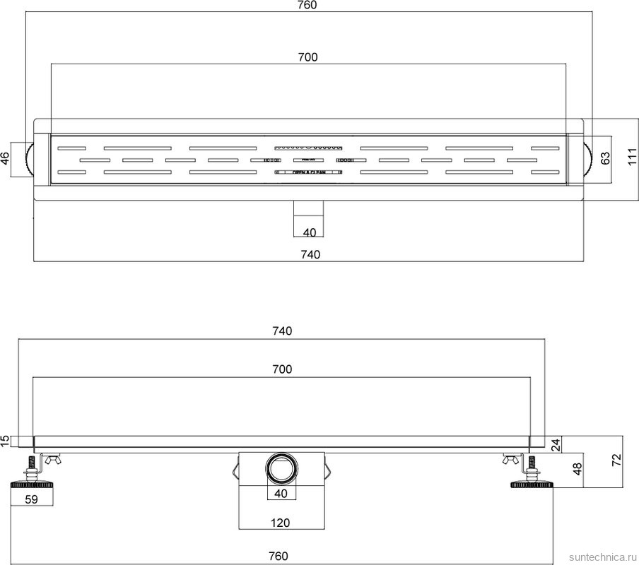 Душевой трап (лоток) Esbano Meta Tile 70 cм, матовое золото