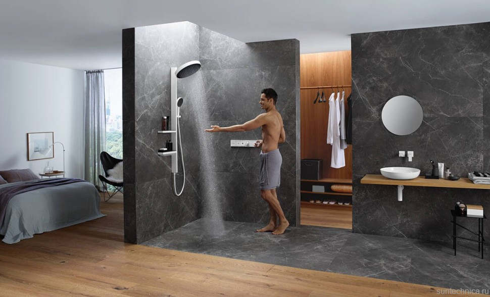 Термостатический смеситель встраиваемый Hansgrohe RainSelect 15380700 для душа, белый матовый