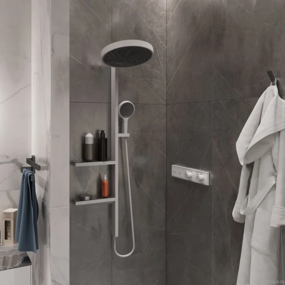 Термостатический смеситель встраиваемый Hansgrohe RainSelect 15380700 для душа, белый матовый