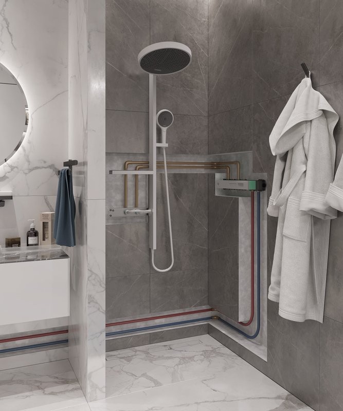 Термостатический смеситель встраиваемый Hansgrohe RainSelect 15380700 для душа, белый матовый