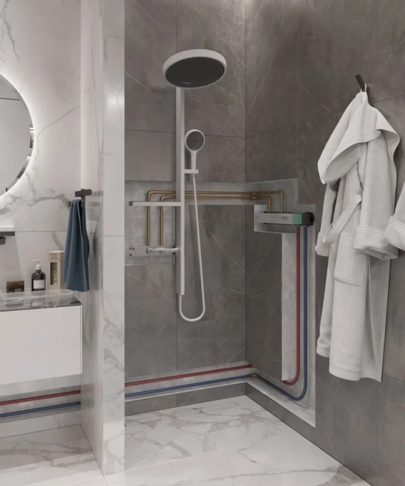 Термостатический смеситель встраиваемый Hansgrohe RainSelect 15380700 для душа, белый матовый