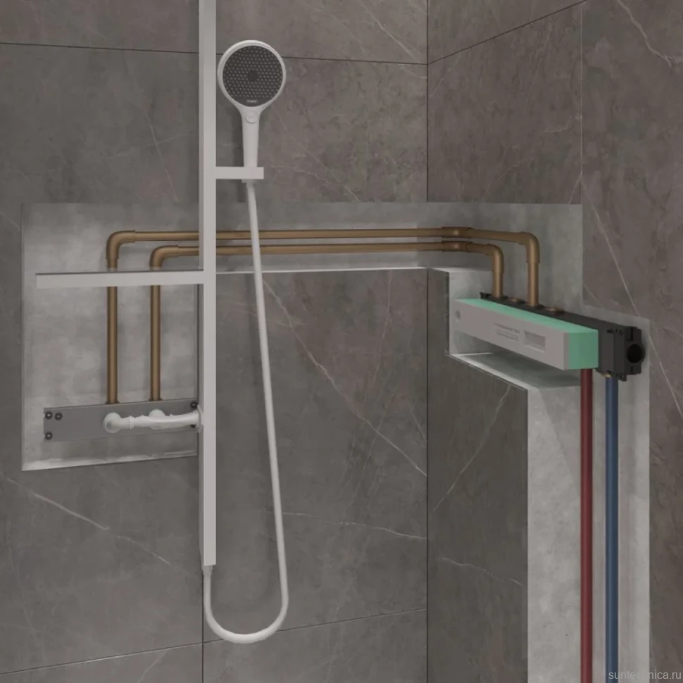 Термостатический смеситель встраиваемый Hansgrohe RainSelect 15380700 для душа, белый матовый