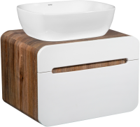 Тумба с раковиной Runo Ницца 60 темное дерево, белая, раковина Cuatro 50