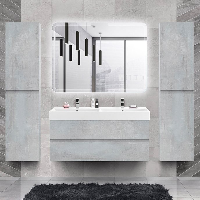 Мебель для ванной комнаты Cezares Molveno 46 120 beton, с раковиной Cezares CZR-MIL-120-2-LVB