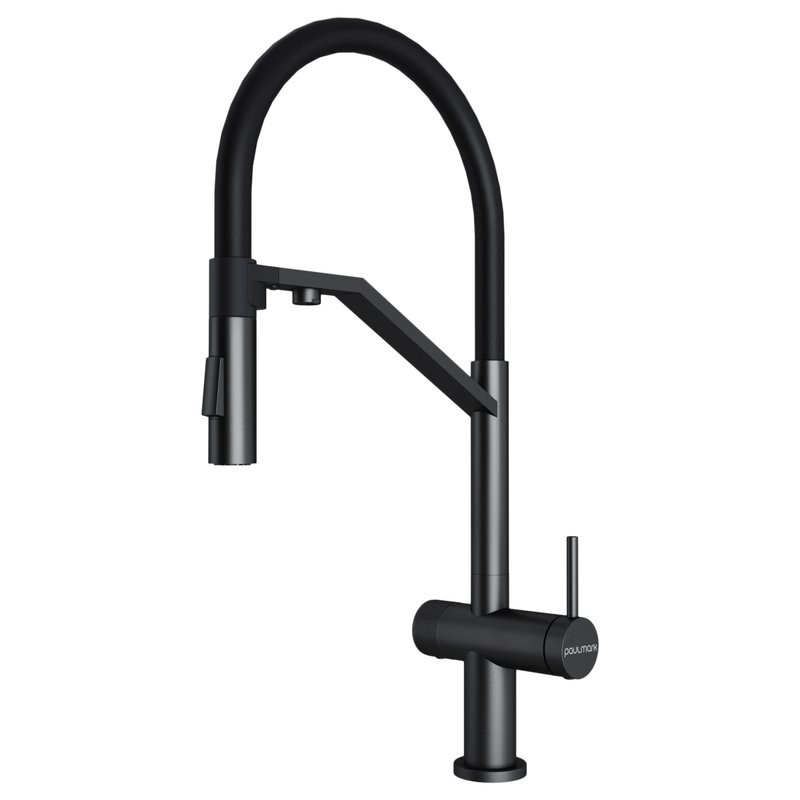 Смеситель для кухни Paulmark Zender Ze213155-GM с гибким изливом, вороненая сталь