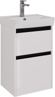 Тумба с раковиной Lemark Combi 45 черная, белая глянцевая