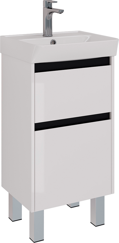 Тумба с раковиной Lemark Combi 45 черная, белая глянцевая