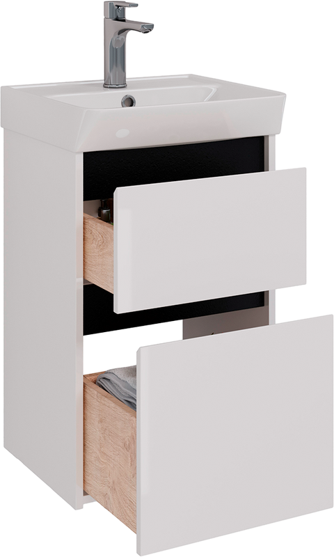 Тумба с раковиной Lemark Combi 45 черная, белая глянцевая