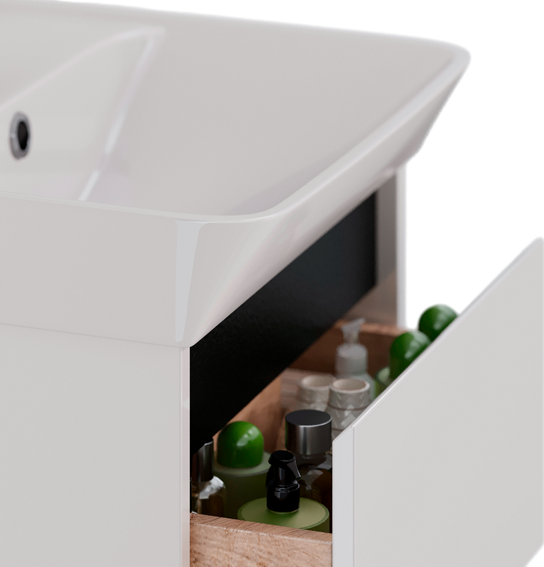 Тумба с раковиной Lemark Combi 45 черная, белая глянцевая