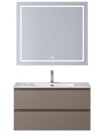 Мебель для ванной комнаты BelBagno Kraft 90 подвесная, матовая бежевая, раковина bb900etl