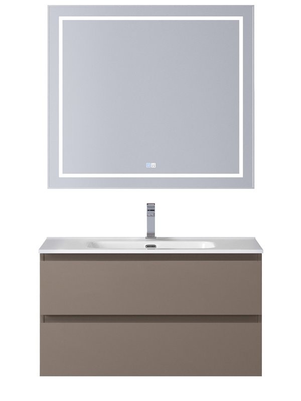 Мебель для ванной комнаты BelBagno Kraft 90 подвесная, матовая бежевая, раковина bb900etl