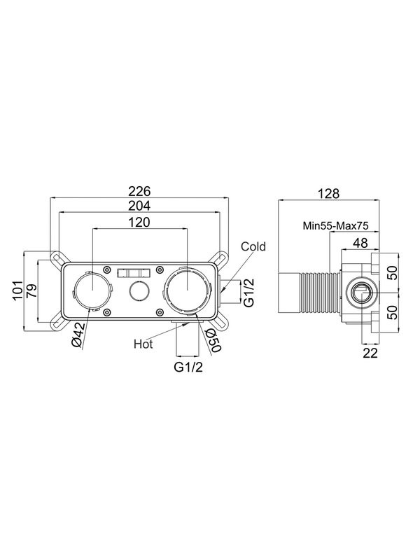 Смеситель для раковины WHITECROSS 2-Y1225CR С ВНУТРЕННЕЙ ЧАСТЬЮ, хром