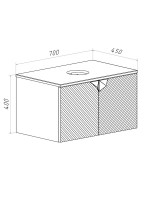 Тумба под раковину со столешницей Runo Андорра 70 подвесная, матовая белая, черная