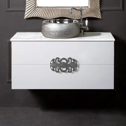 Тумба с раковиной Armadi Art NeoArt 100 белая с ручками Ajur хром