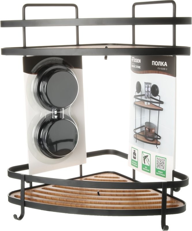 Полка Fixsen Magic 920B-2 угловая, двойная, черная