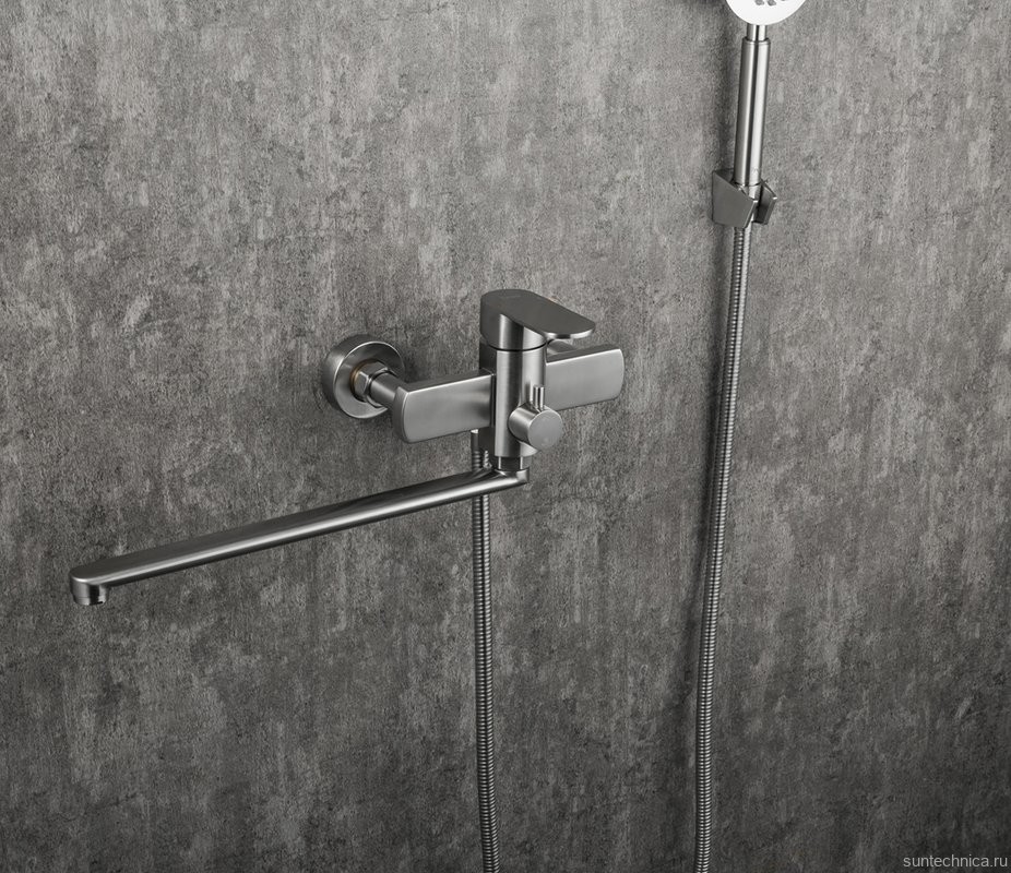 Смеситель с длинным изливом для ванны Frap F22805 сатин