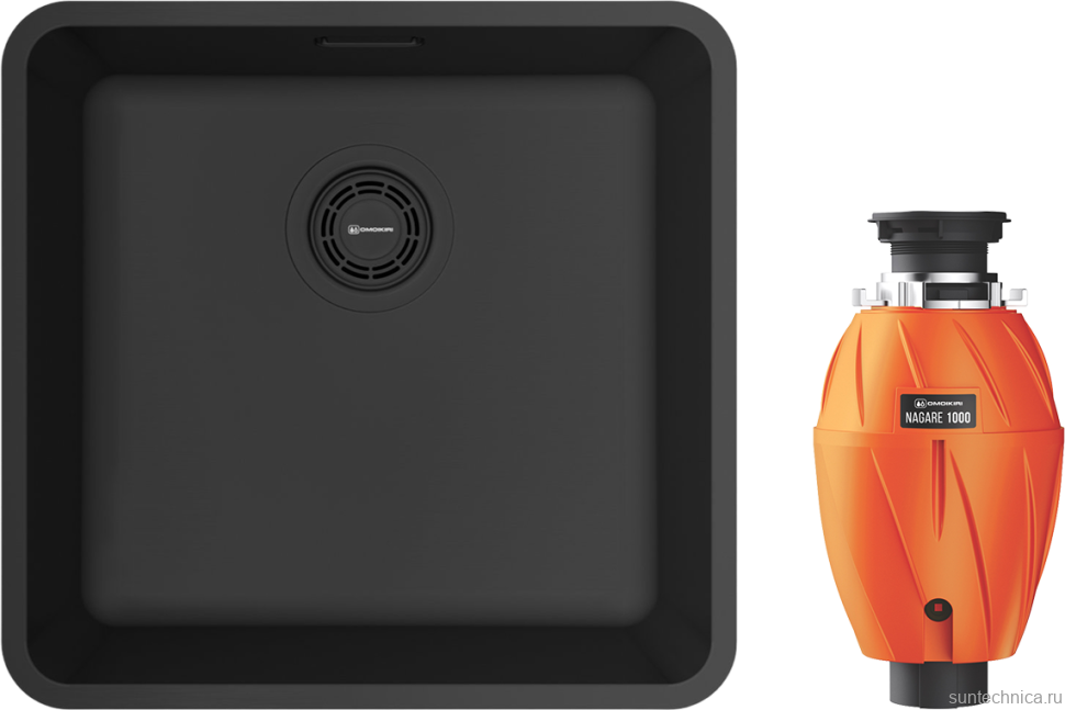 Комплект Мойка Omoikiri Omi 43-U/I Ultra-GB графит + Измельчитель Nagare 1000