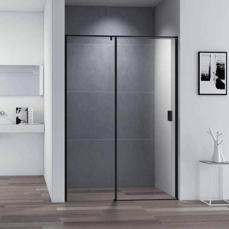 Душевая дверь в нишу Cezares Urban B 12 130 C Nero профиль черный, стекло прозрачное