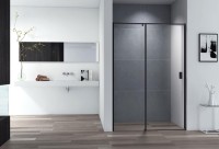 Душевая дверь в нишу Cezares Urban B 12 130 C Nero профиль черный, стекло прозрачное
