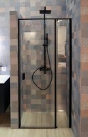 Душевая дверь в нишу Cezares Urban B 12 130 C Nero профиль черный, стекло прозрачное