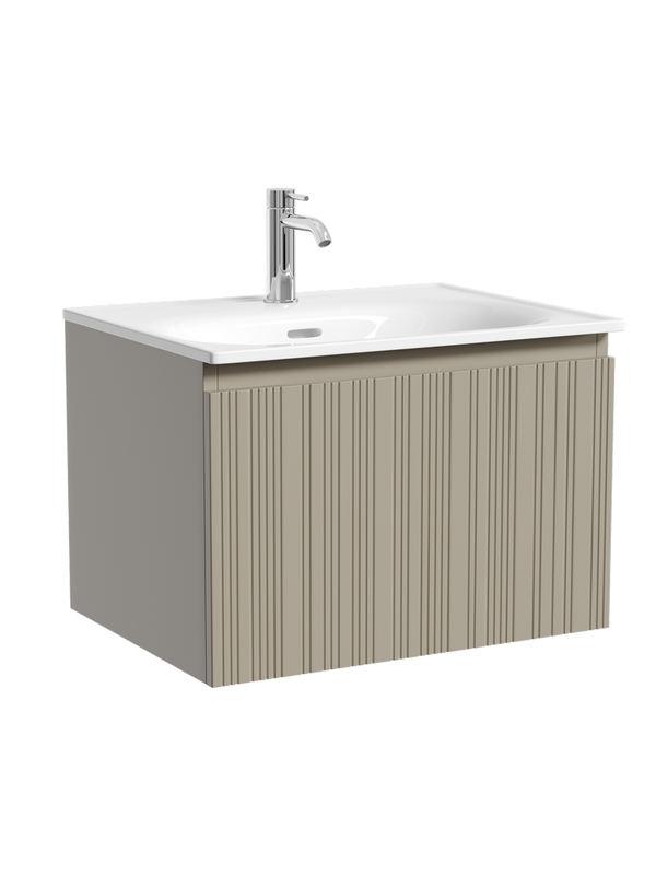 Тумба с раковиной Sancos Code 60 подвесная, серая платина