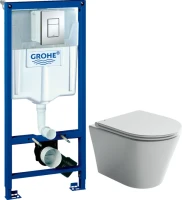 Комплект Унитаз подвесной Ceramicanova Forma CN3011 с микролифтом + Инсталляция Grohe Rapid SL 38772001 3 в 1 с кнопкой смыва