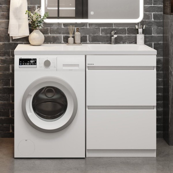 Тумба с раковиной Onika Милтон 58, с ящиками, под стиральную машину, R