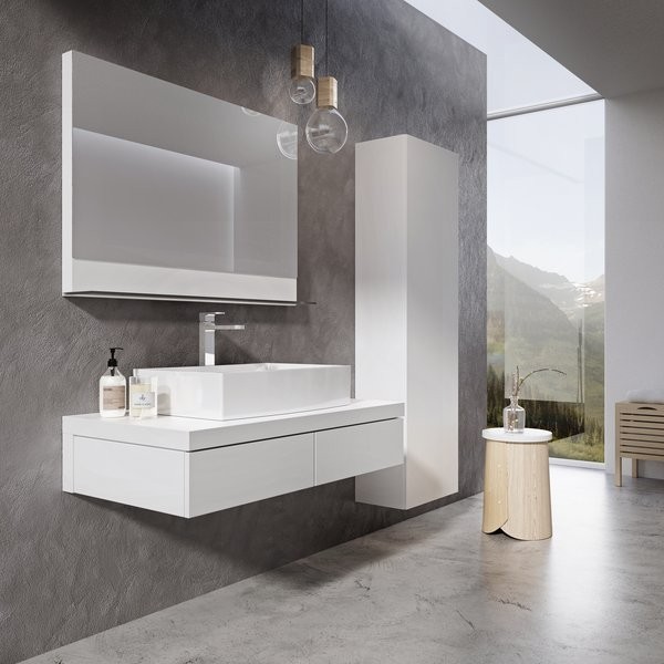 Тумба под раковину со столешницей Ravak Formy SD 100 глянцевая белая