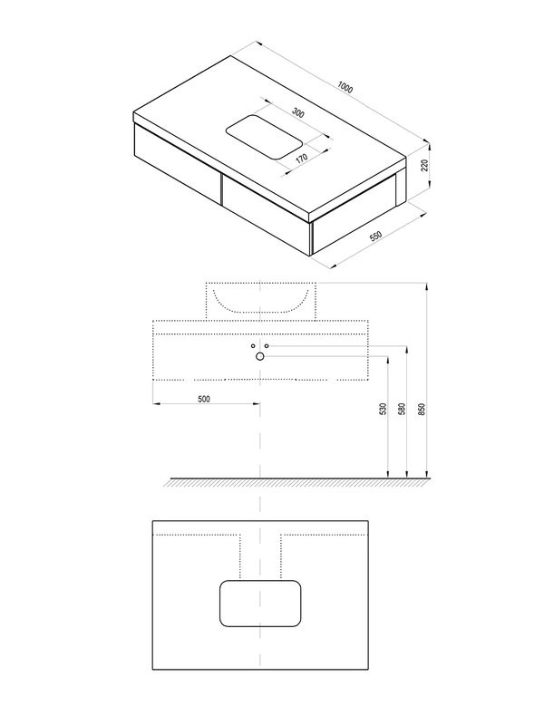 Тумба под раковину со столешницей Ravak Formy SD 100 глянцевая белая