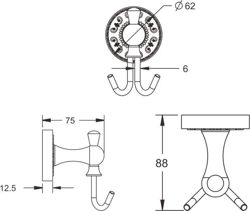 Крючок Rose RG1021Q бронза