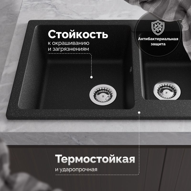 Мойка кухонная Domaci Болонья М-191-002 черная