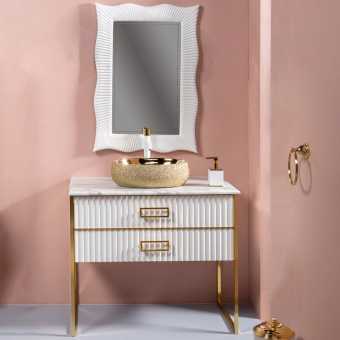 Мебель для ванной Armadi Art Monaco 100 столешницей из мрамора белая, золото