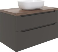 Тумба с раковиной STWORKI Берген 100 серая с темной столешницей, Moduo 50 Square