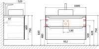 Тумба с раковиной STWORKI Берген 100 серая с темной столешницей, Moduo 50 Square