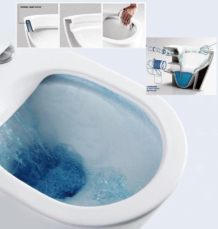 Комплект Унитаз подвесной Bauedge Bau Spectrum PRO безободковый, с микролифтом, белый + Инсталляция TECE Base 9400413 4 в 1 с кнопкой смыва